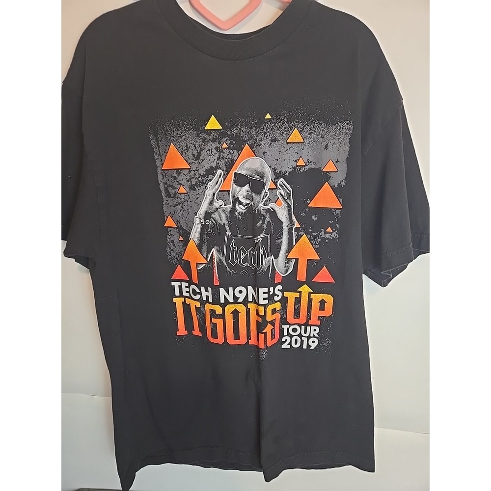 2019 Tech N9ne  It Goes Up Hip Hop Concert Tour T Shirt With‎ Cities Size Large